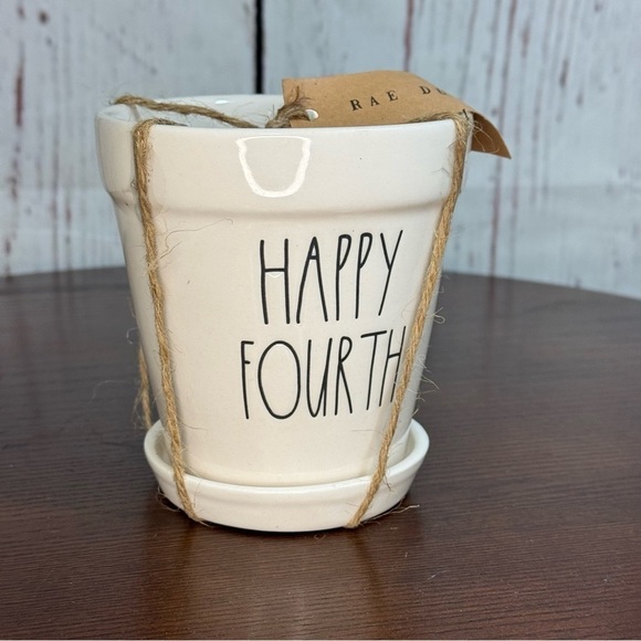 RAE DUNN 4th of July 2 piece set ceramic planter 4.5”x5” new - Picture 1 of 7